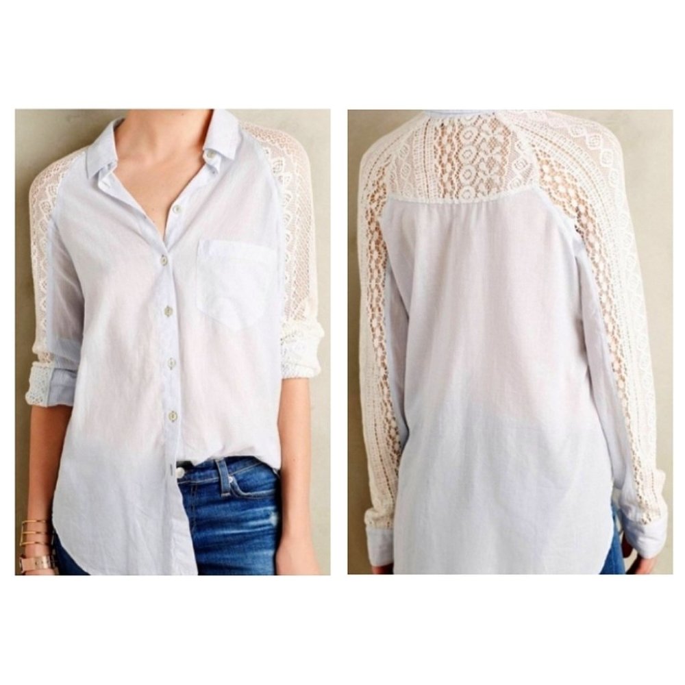 Holding Horses Blue & White Pinstriped Lace Shirt